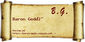 Baron Gedő névjegykártya